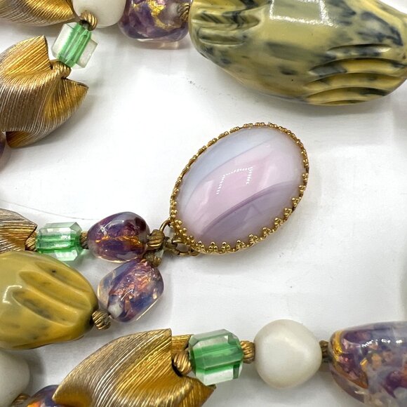 Vtg 16" Necklace Chunky 2 Strand Beaded mix media Giving Multiple Shapes Colors - Picture 14 of 14